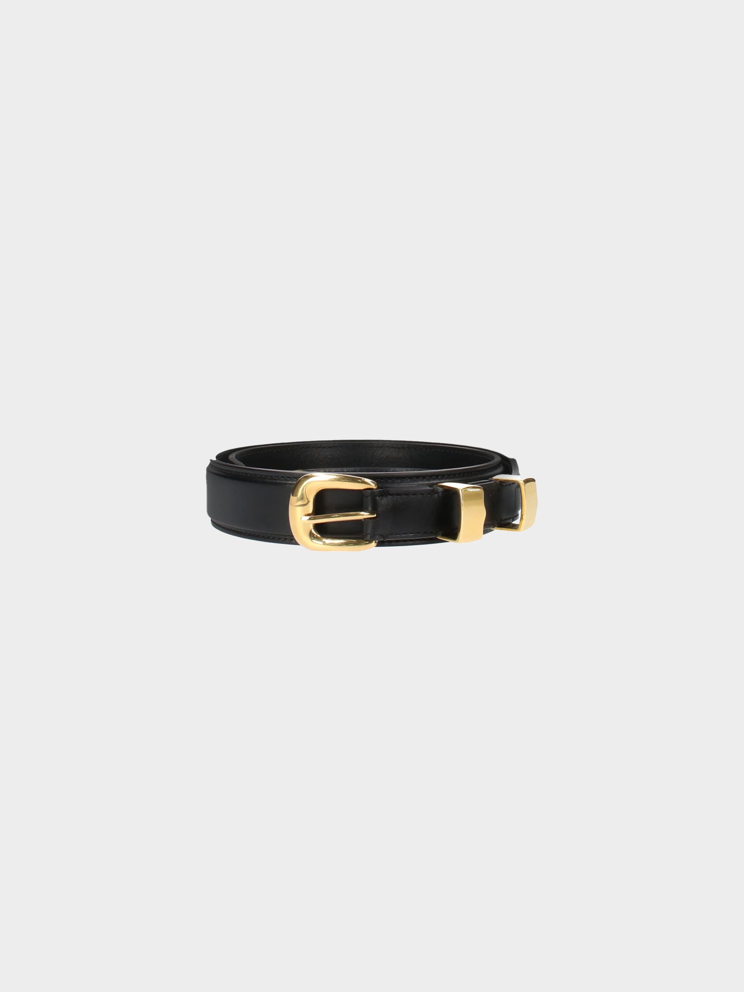 Céline by Phoebe Philo 2010s Black and Gold Leather Belt