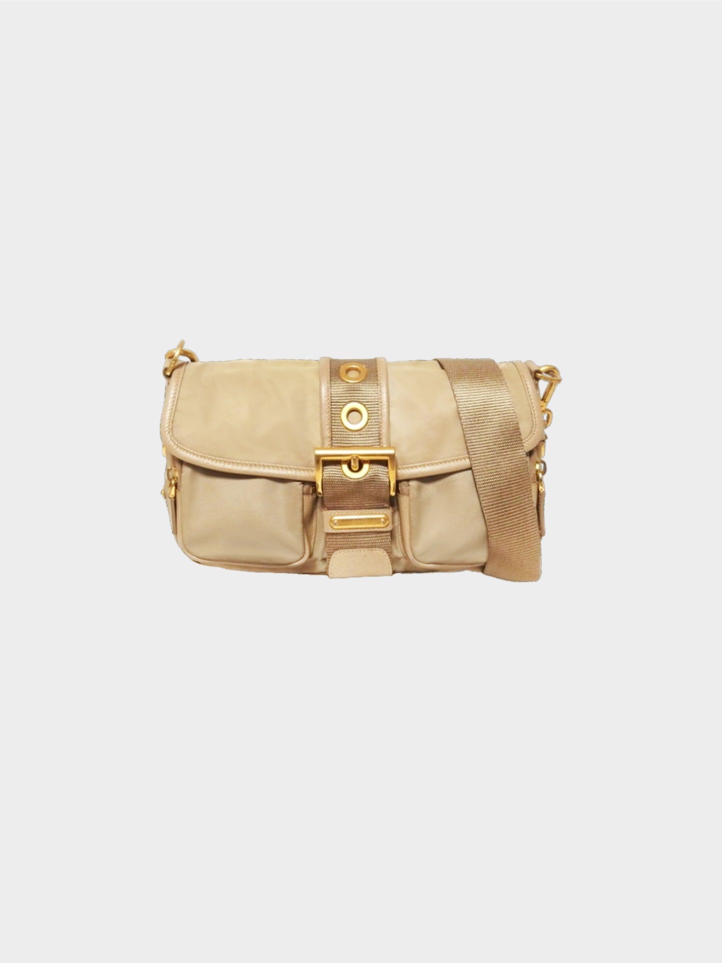 Prada 2010s Beige Vela Sport Buckle Shoulder Bag