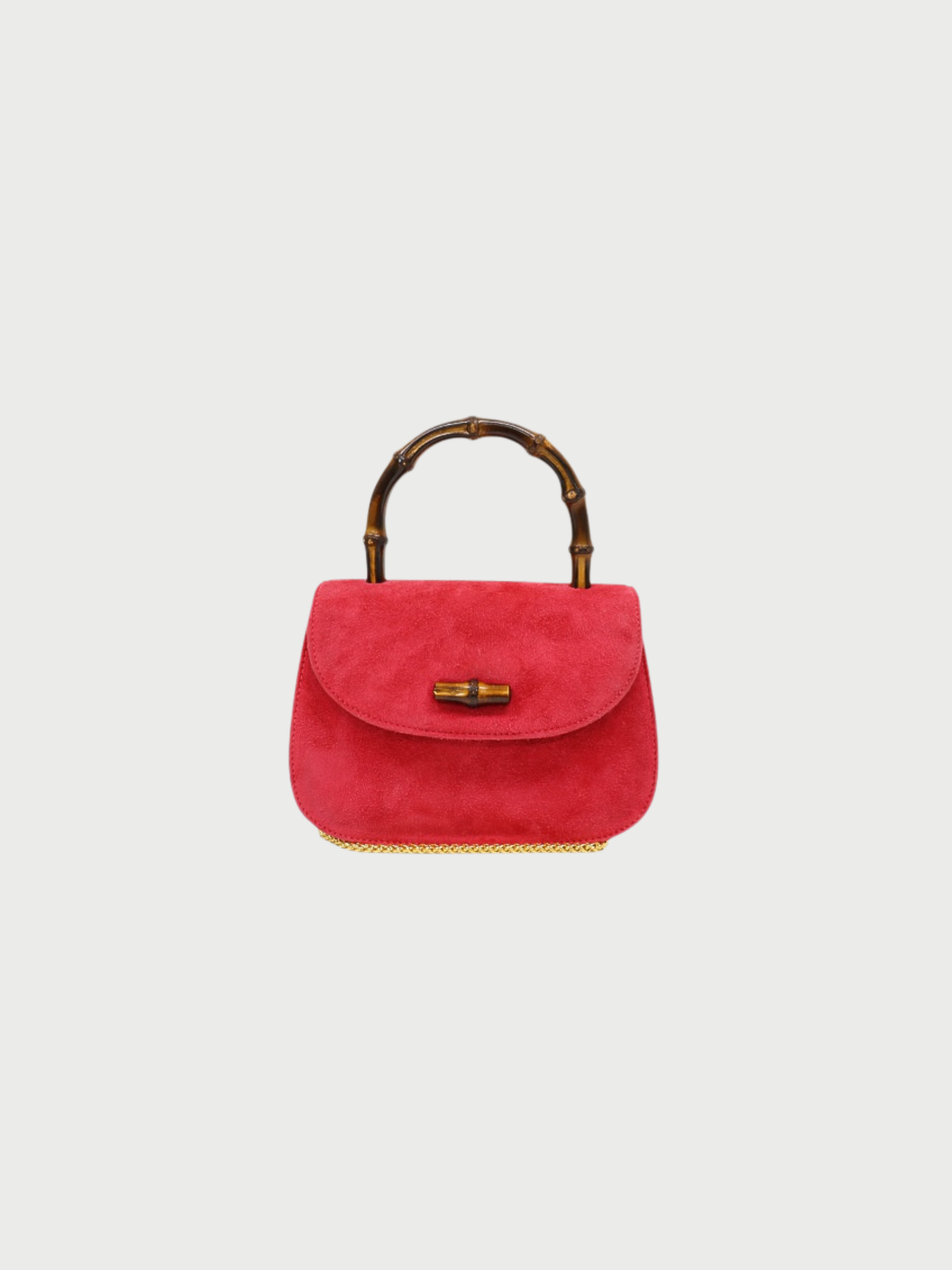Gucci 2000s Pink Suede Bamboo 2Way Bag