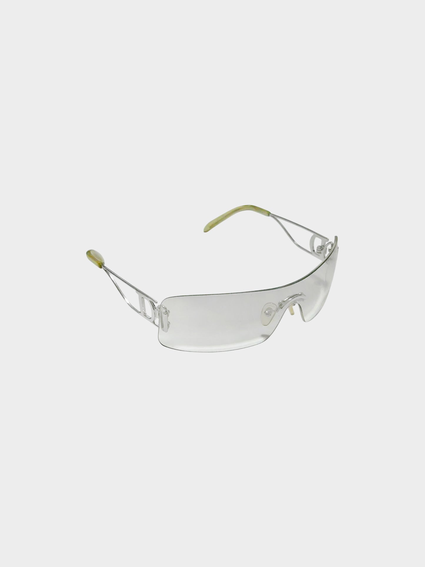 Christian Dior 1990s Clear Lens UV Tinted Shield Sunglasses
