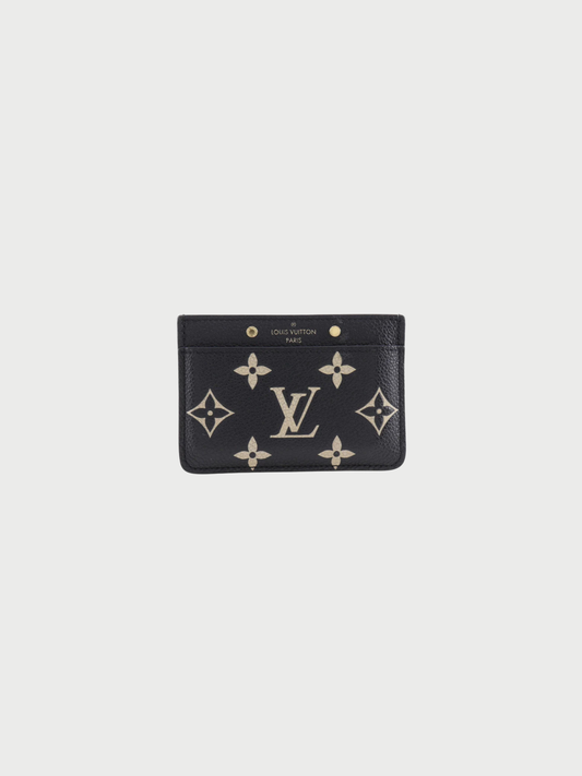 Louis Vuitton 2000s Beige Gold Monogram Bicolor Porte Cartes Simple Card Case