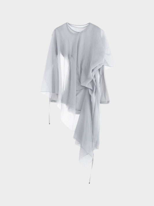 Issey Miyake SS 2024 Grey Cut and Sewn Sheer Top