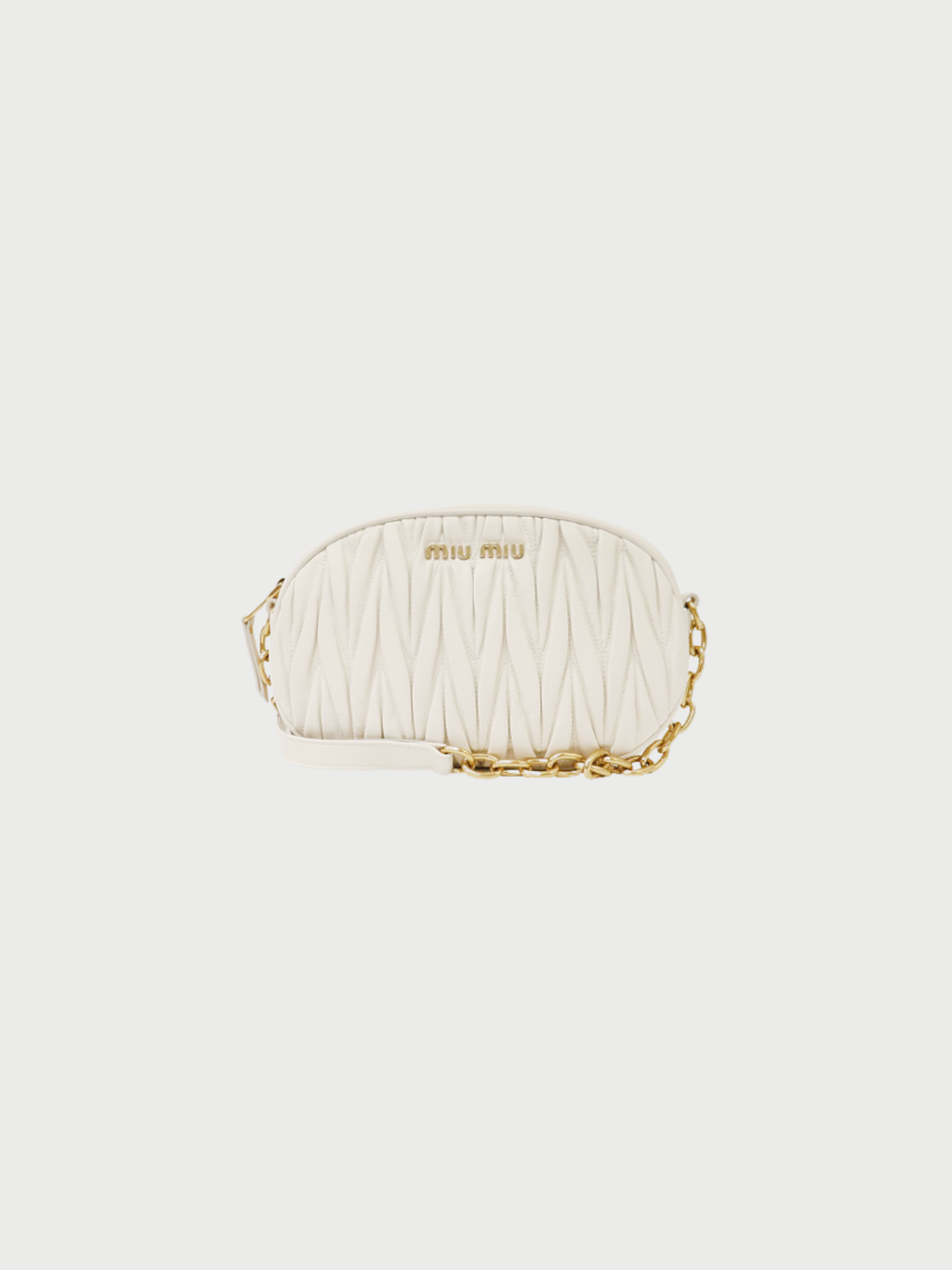 Miu Miu 2020s White Leather Matelassé Chain Shoulder Bag