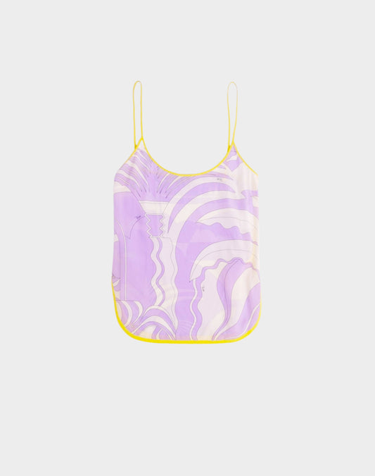 Emilio Pucci 2010s Silk Lavender and White Tank