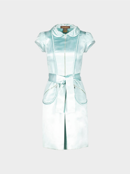 Louis Vuitton by Marc Jacobs SS 2003 Sky Blue Satin Mid-Length Dress