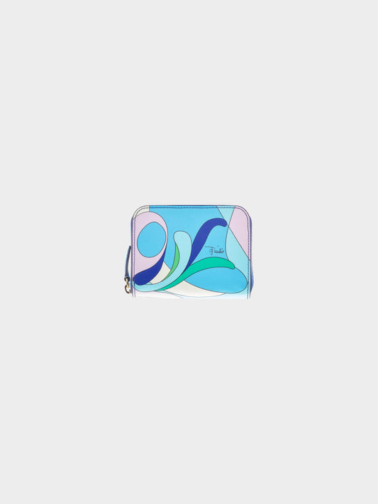 Emilio Pucci 2000s Multicolor Psychedelic Abstract Print Zip Wallet