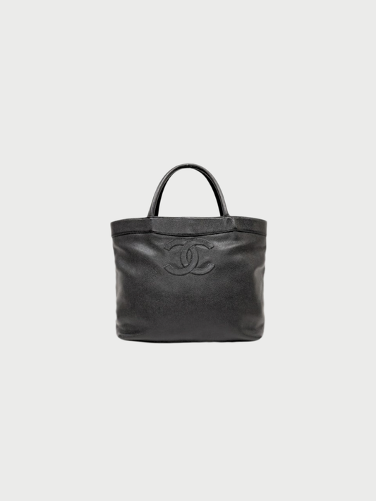Chanel 2000 Black Caviar Leather Tote Bag