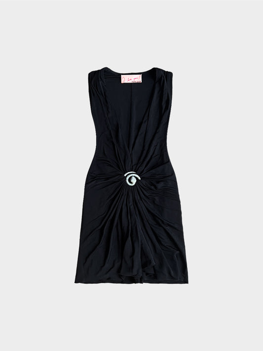 Roberto Cavalli 1990s Black Snake-Embellished Top