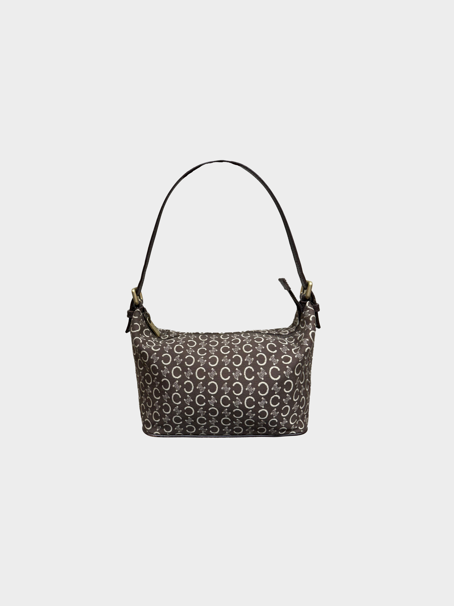 Celine 2000s Dark Brown C Macadam Pochette Shoulder Bag