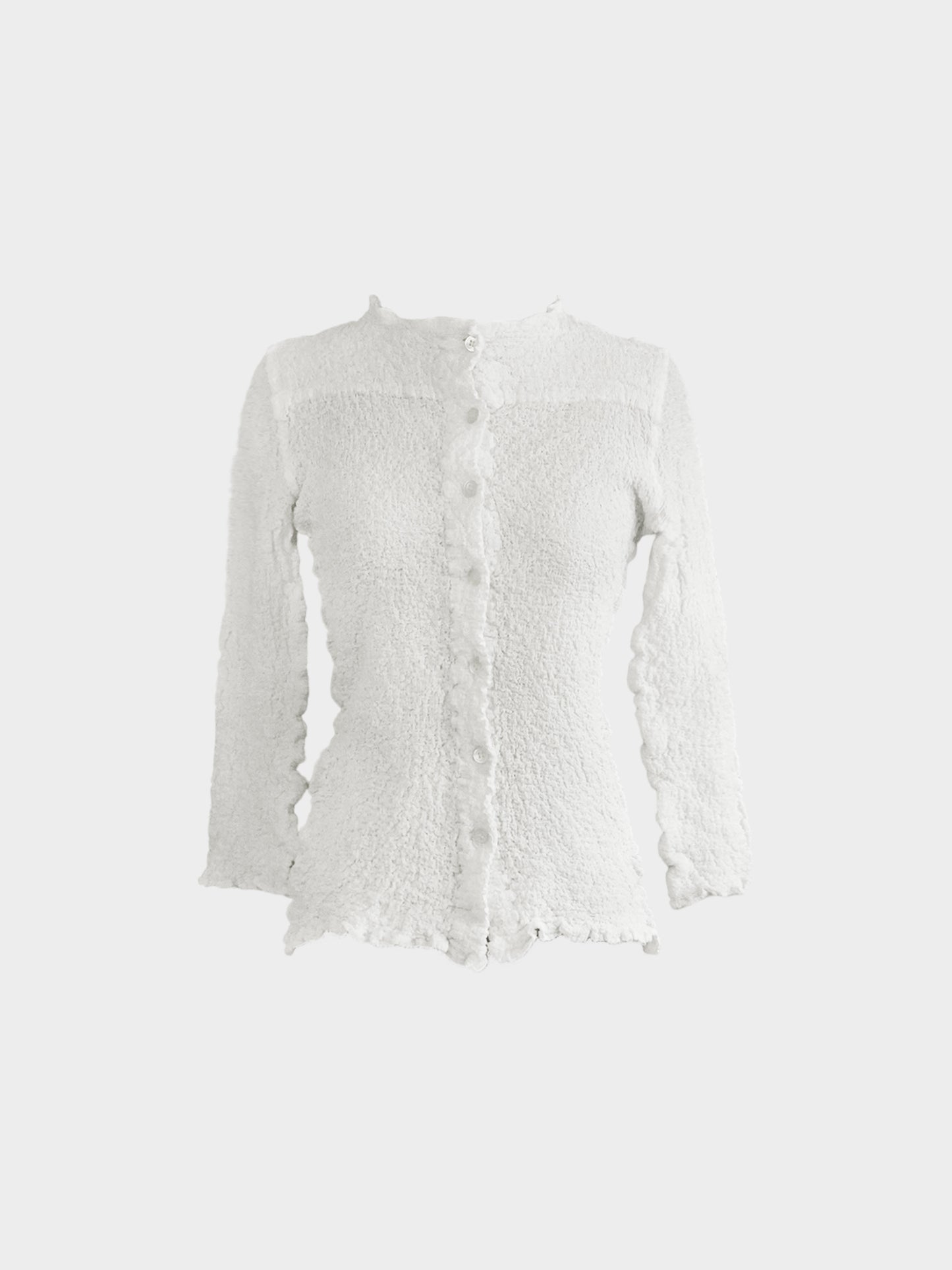 Issey Miyake 2010s Me White Cauliflower Pleated Cardigan