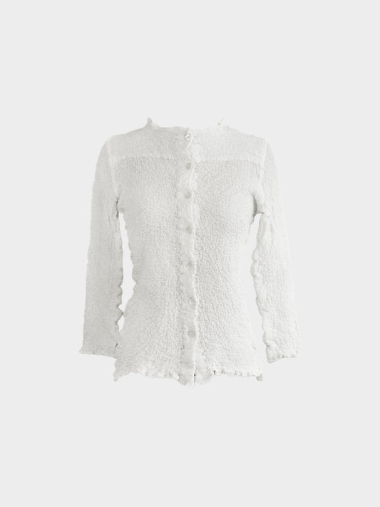 Issey Miyake 2010s Me White Cauliflower Pleated Cardigan