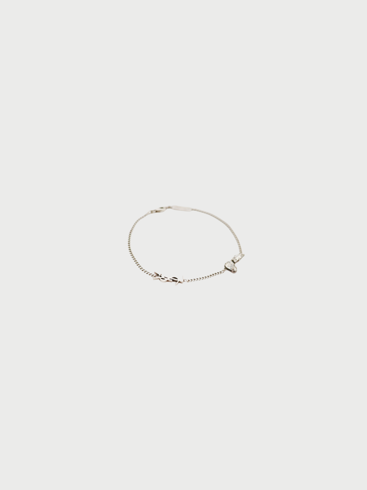 Yves Saint Laurent 2020s Silver Plated Metal Rhinestone Cassandra Bracelet