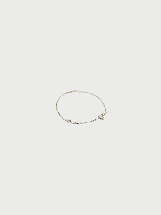 Yves Saint Laurent 2020s Silver Plated Metal Rhinestone Cassandra Bracelet