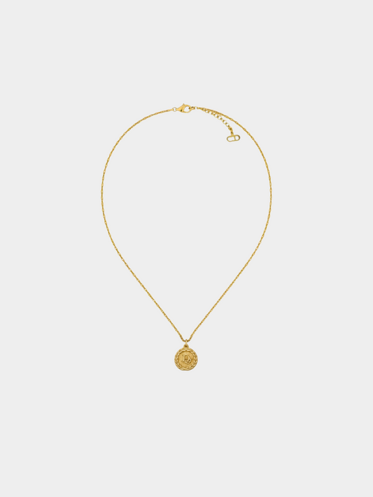 Christian Dior 2000s Gold Logo Twist Round Necklace