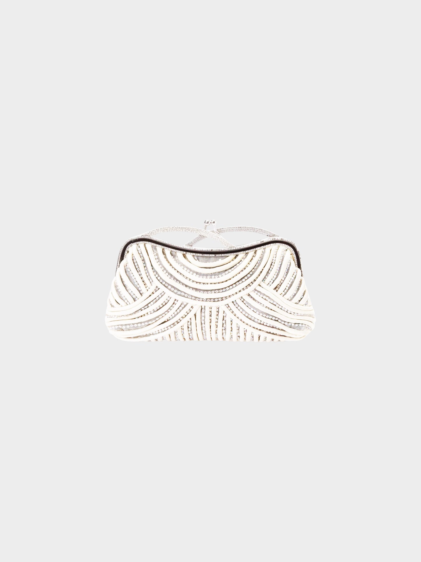 Valentino FW 2007 Cream White Satin and Sequined Chiffon Evening Clutch