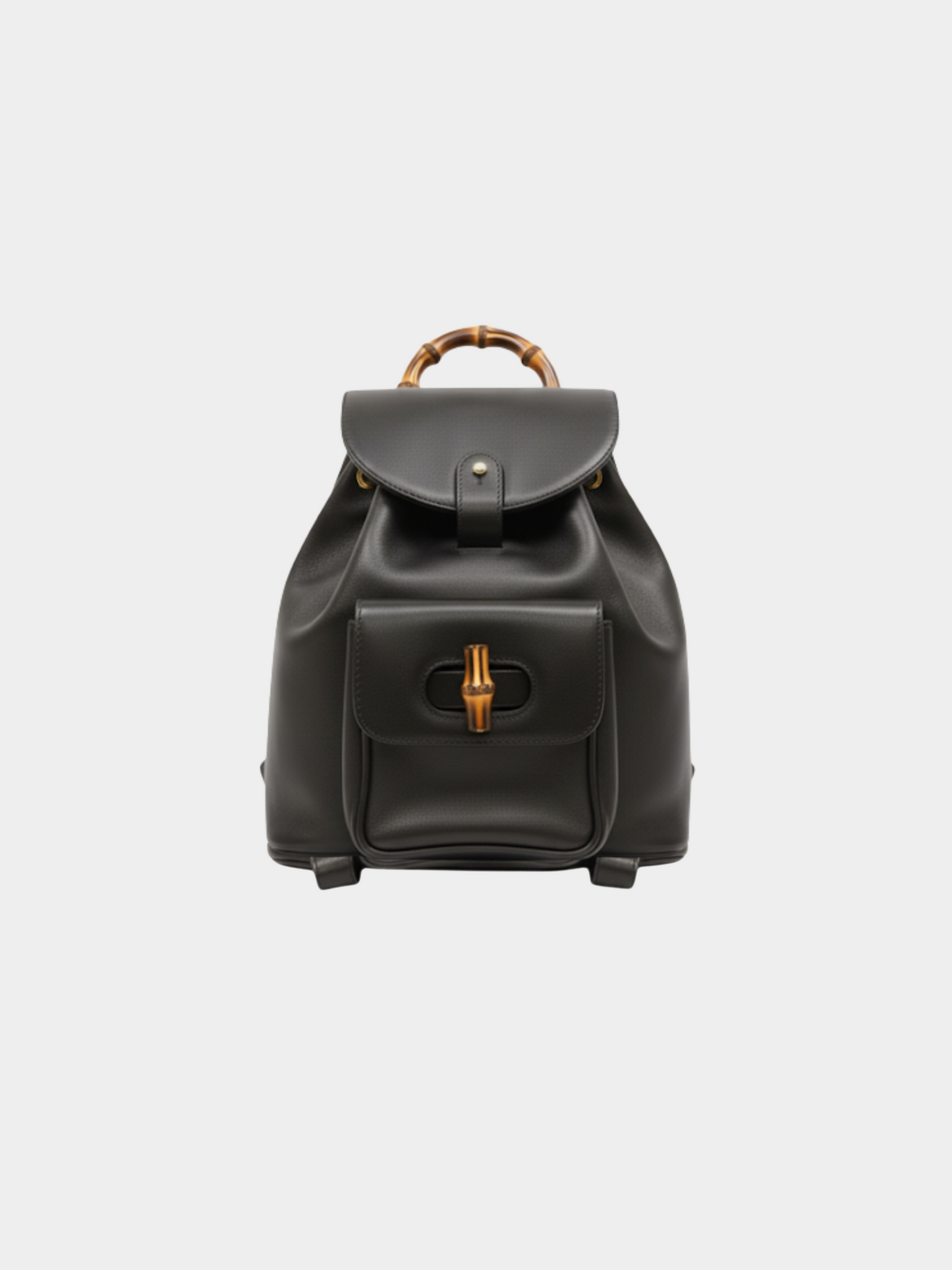 Gucci 1990s Black Bamboo Leather Backpack