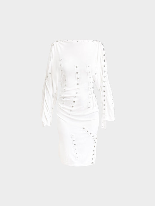 Dolce and Gabbana SS 2003 Runway White Viscose Snap Dress
