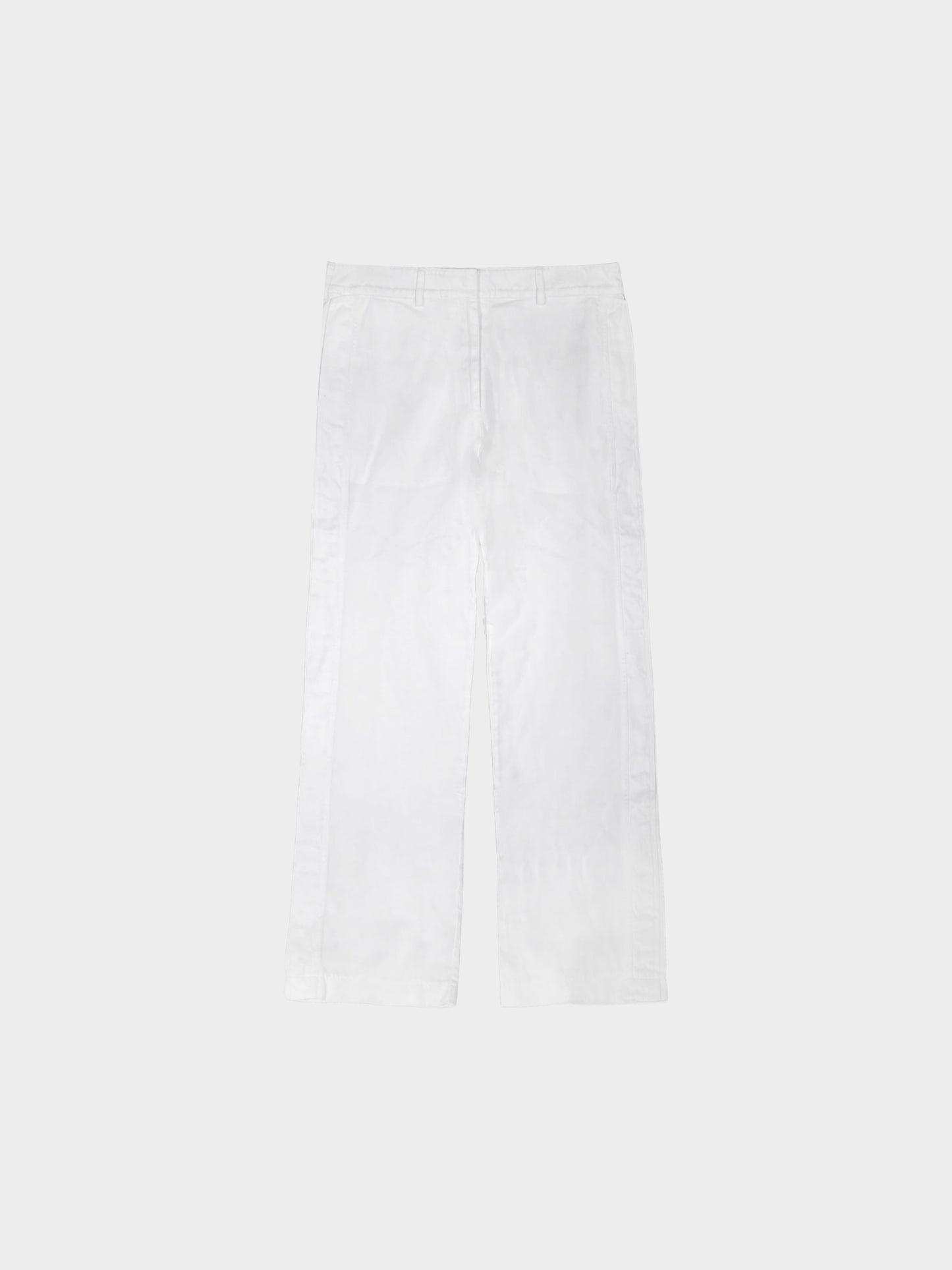 Yves Saint Laurent 1990s White Cotton Gabardine Wide Leg Trousers