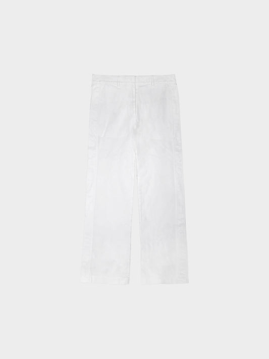 Yves Saint Laurent 1990s White Cotton Gabardine Wide Leg Trousers