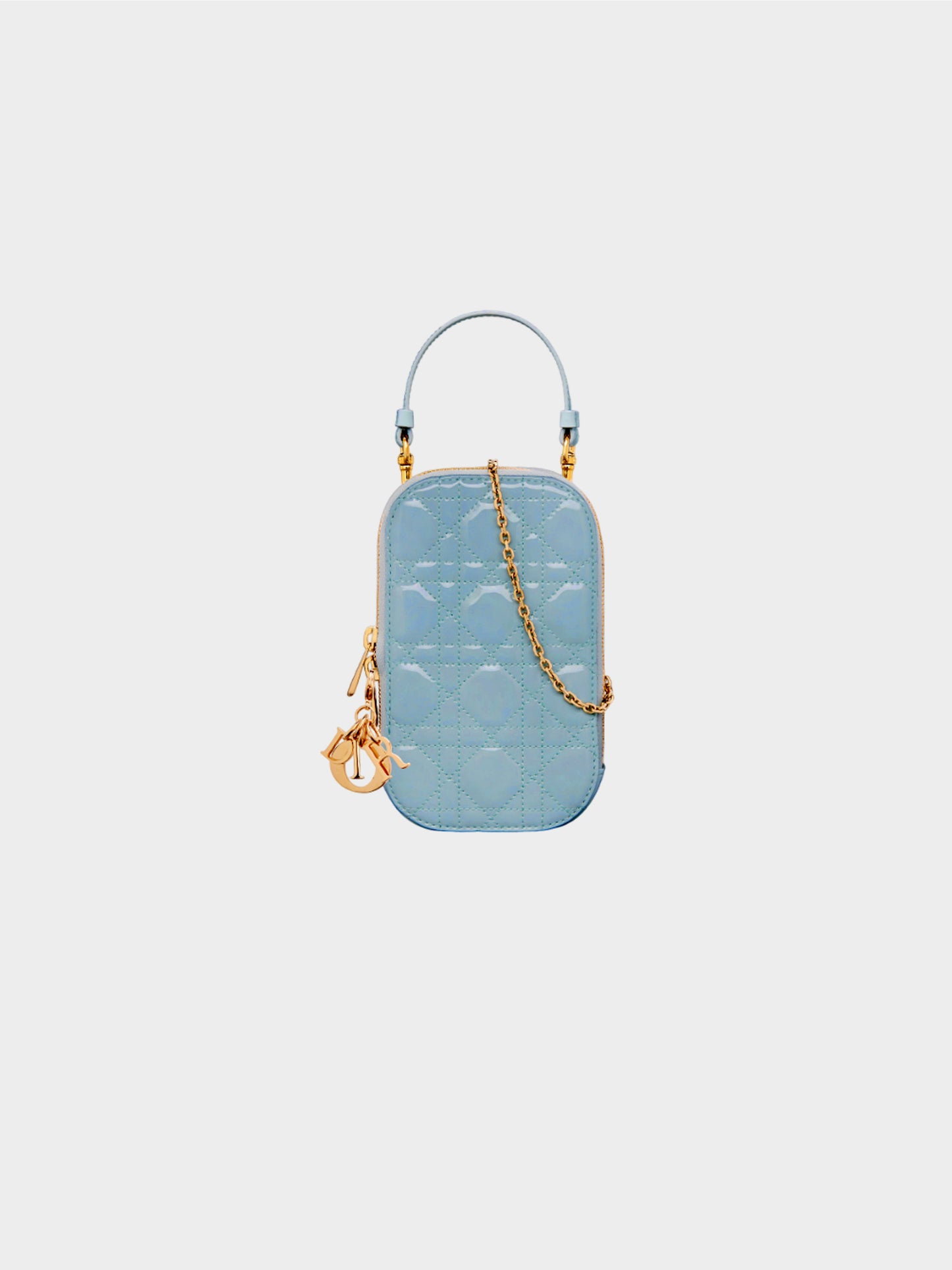 Christian Dior 2022 Blue Patent Leather Lady Dior Phone Holder