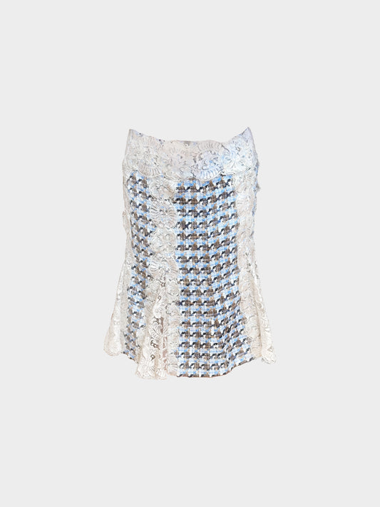 Dolce and Gabbana 2000s Tweed and Lace Long Skirt