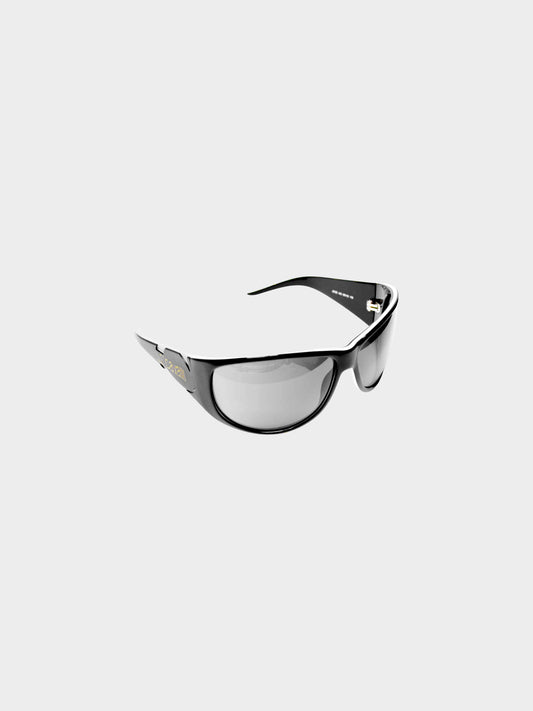 Roberto Cavalli 2000s Black and White JC13S Wrap Sunglasses