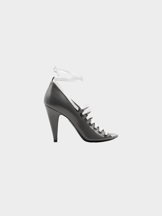 Balenciaga FW 2012 Grey Leather Lace-up Heels