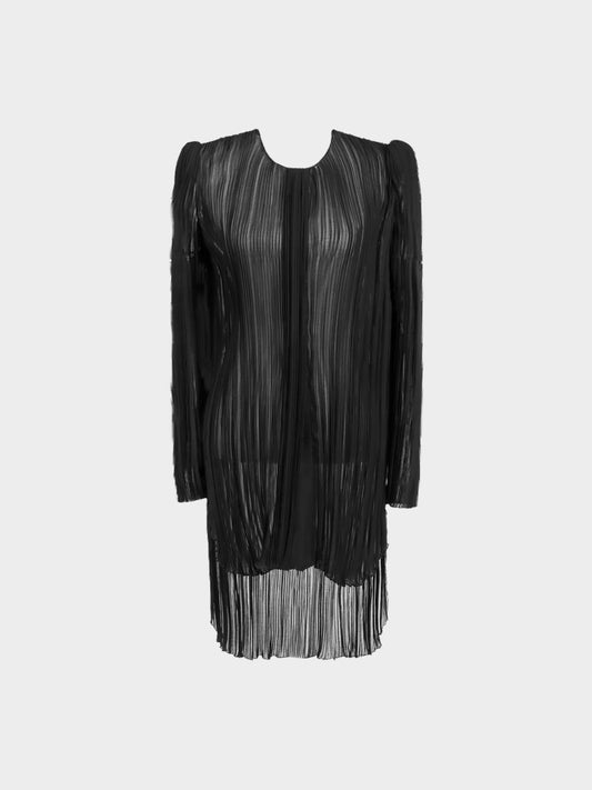 Chloé SS 2014 Black Polyester Pleated Long Jacket