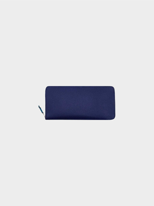 Hermès 2014 Navy Blue Azap Silk-in Long Wallet