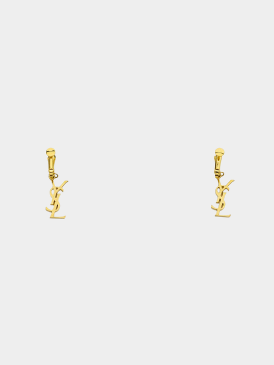 Yves Saint Laurent 2000s Gold Logo Earrings