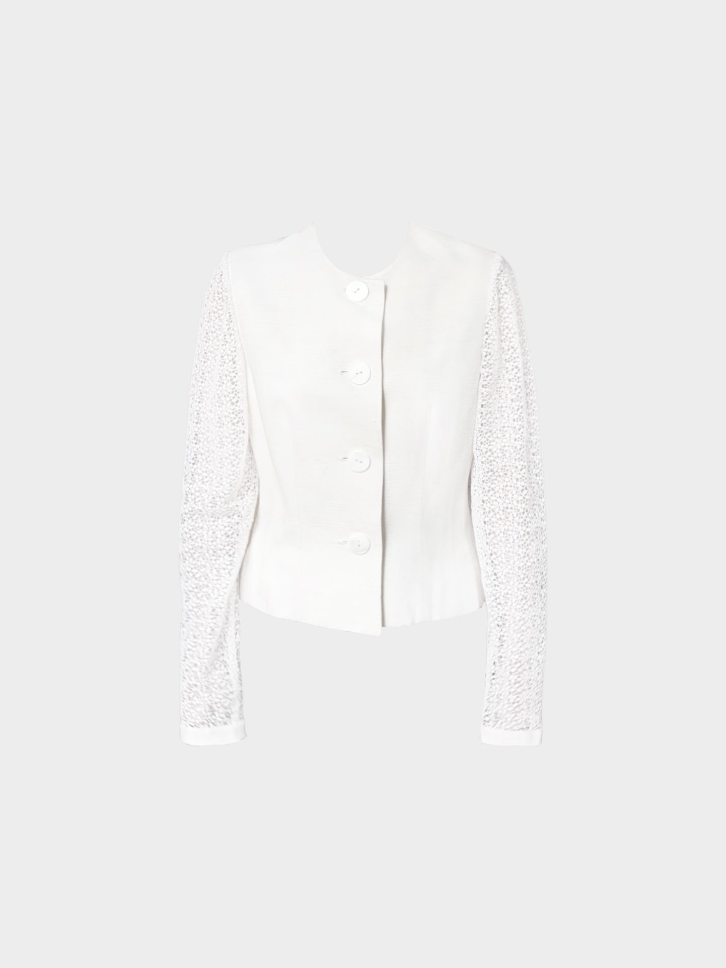 Nina Ricci 2010s White Silk and Lace Button-down Jacket