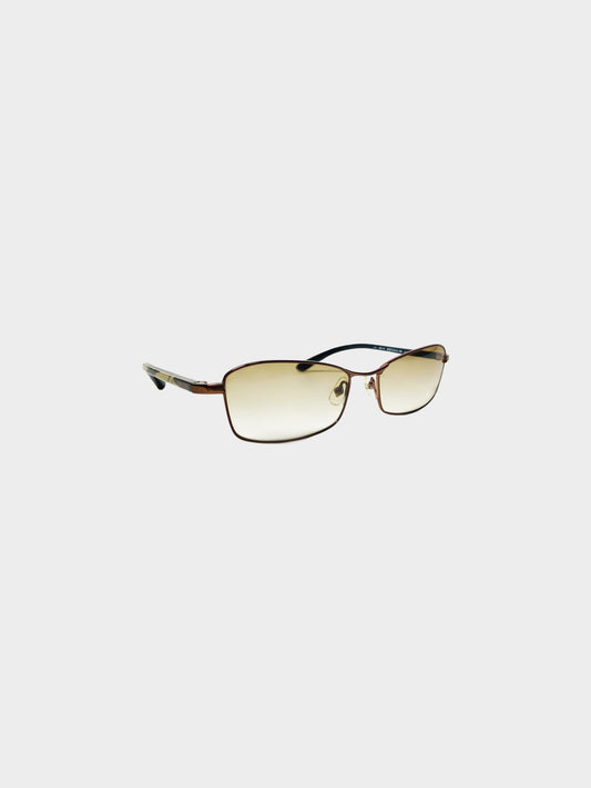 Jean Paul Gaultier 2000s Copper and Camouflage Rectangle Sunglasses