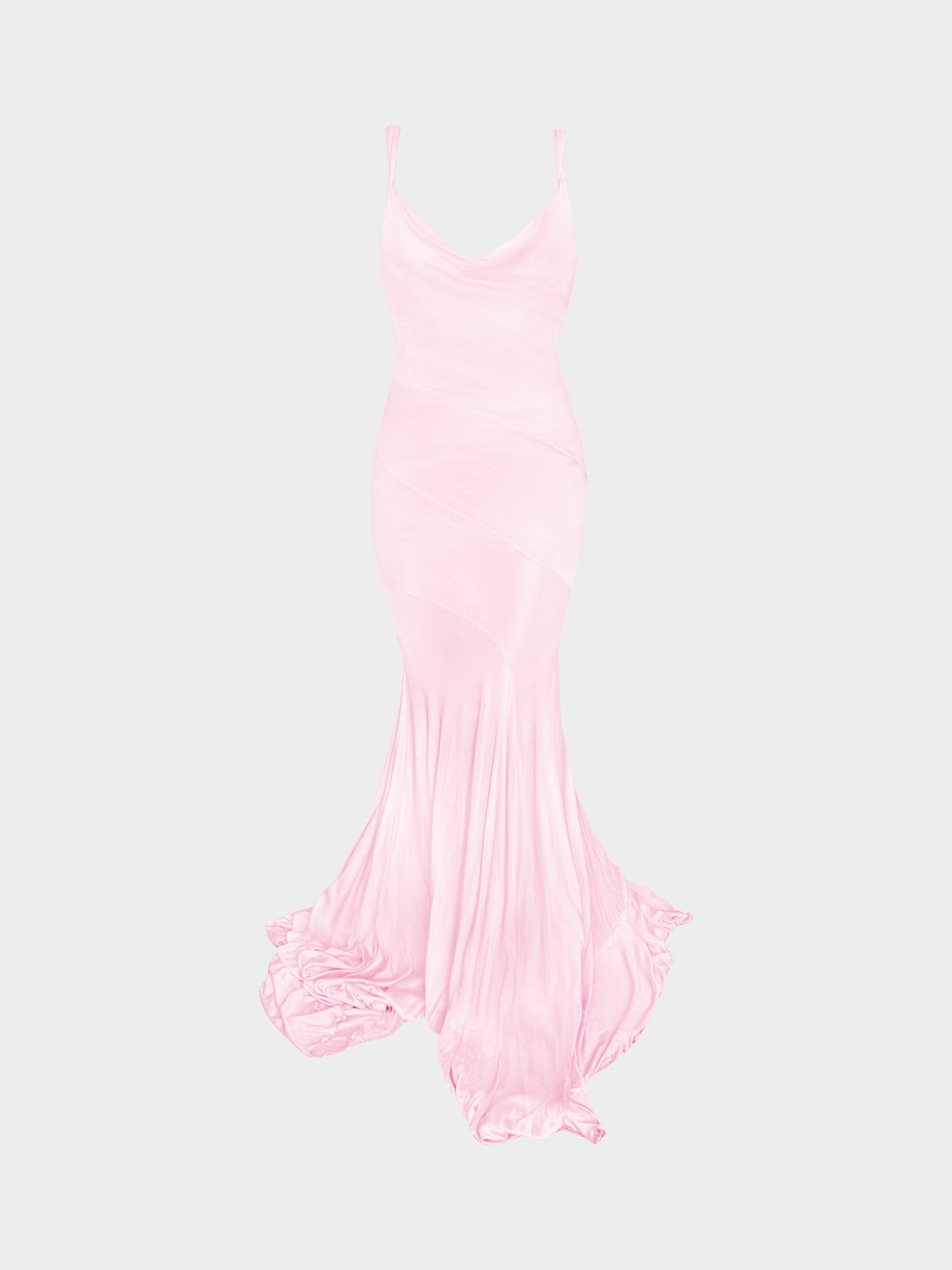 Blumarine 2000s Pink Viscose Satin Mermaid Long Dress