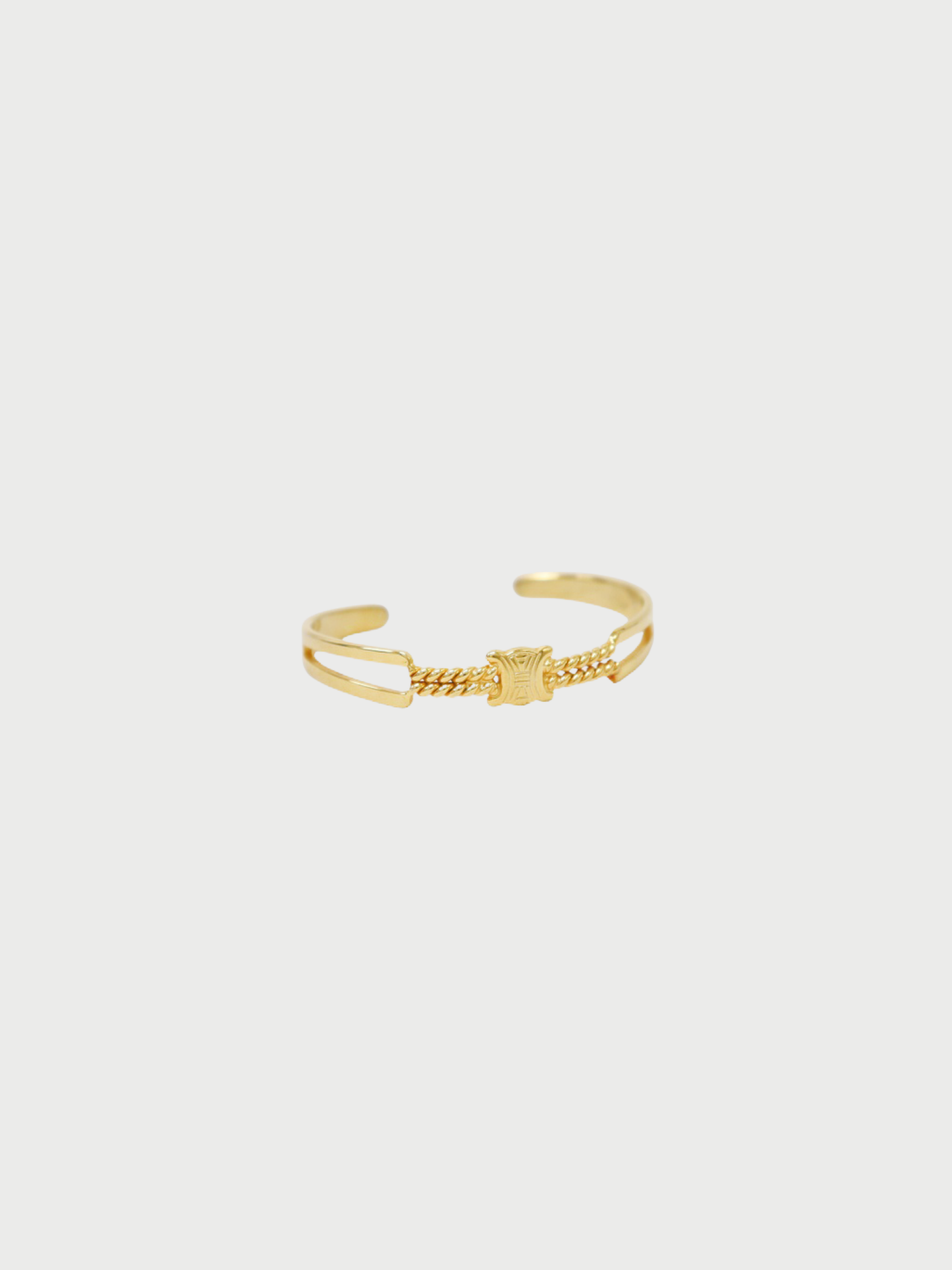 Celine 2000s Gold Plated Metal Triomphe Chain Bangle