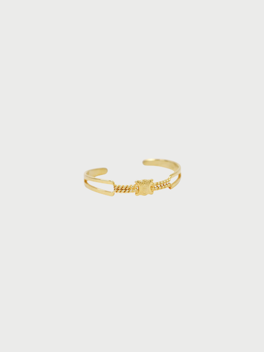 Celine 2000s Gold Plated Metal Triomphe Chain Bangle