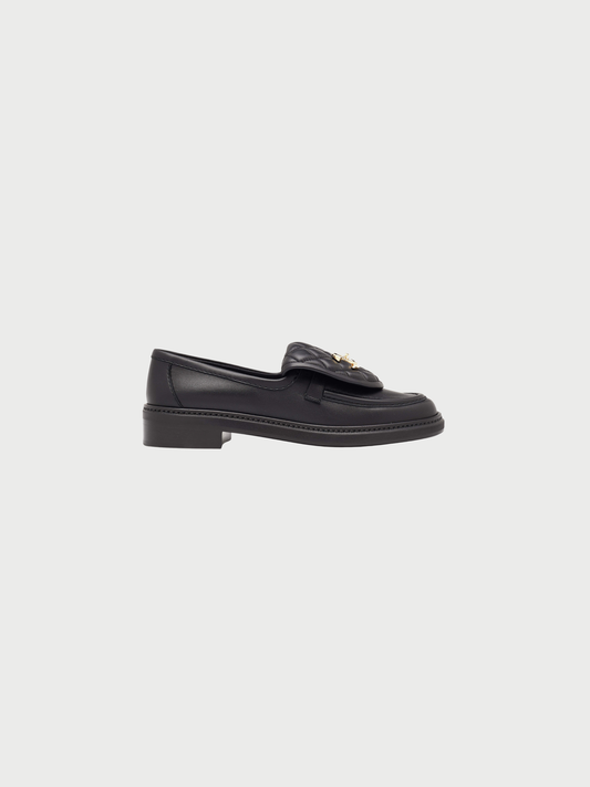 Chanel FW 2020-2021 Black Quilted Leather Turn Lock Loafers