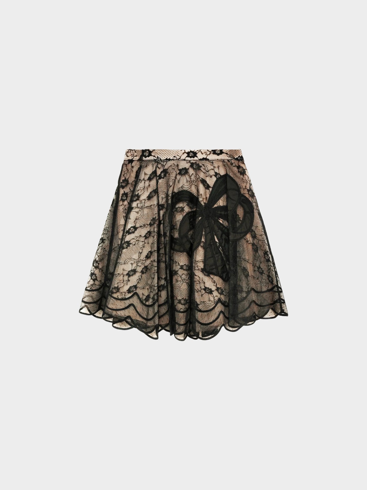 Valentino 2000s Rare Black and Beige Silk Lace Skirt