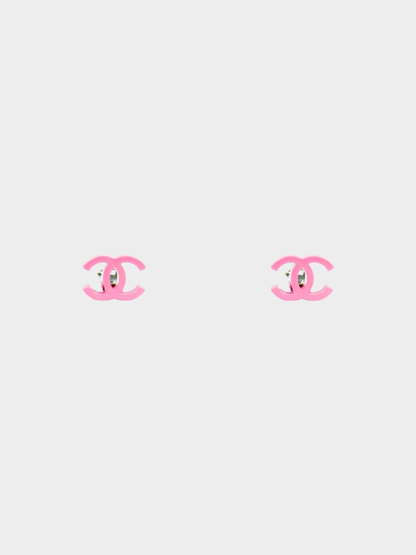 Chanel Spring 2004 Pastel Pink Resin CC  Clip-on Earrings