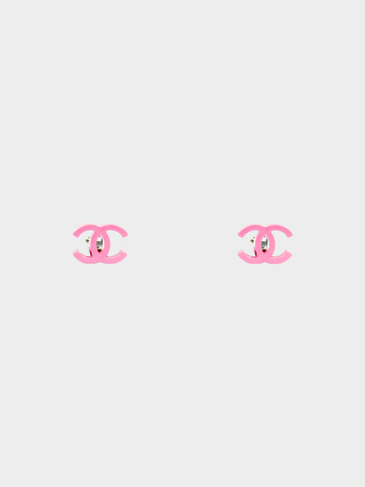 Chanel Spring 2004 Pastel Pink Resin CC  Clip-on Earrings