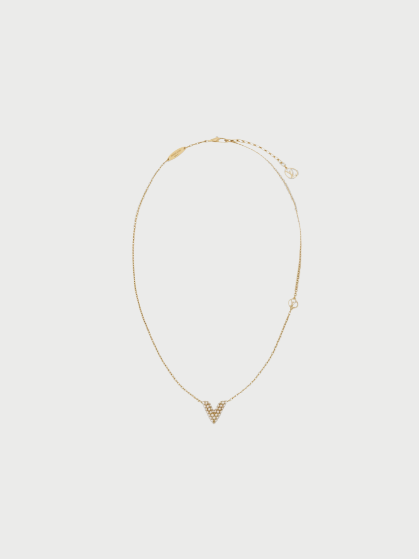 Louis Vuitton 2010s Gold Plated Metal Essential V Pearl Necklace