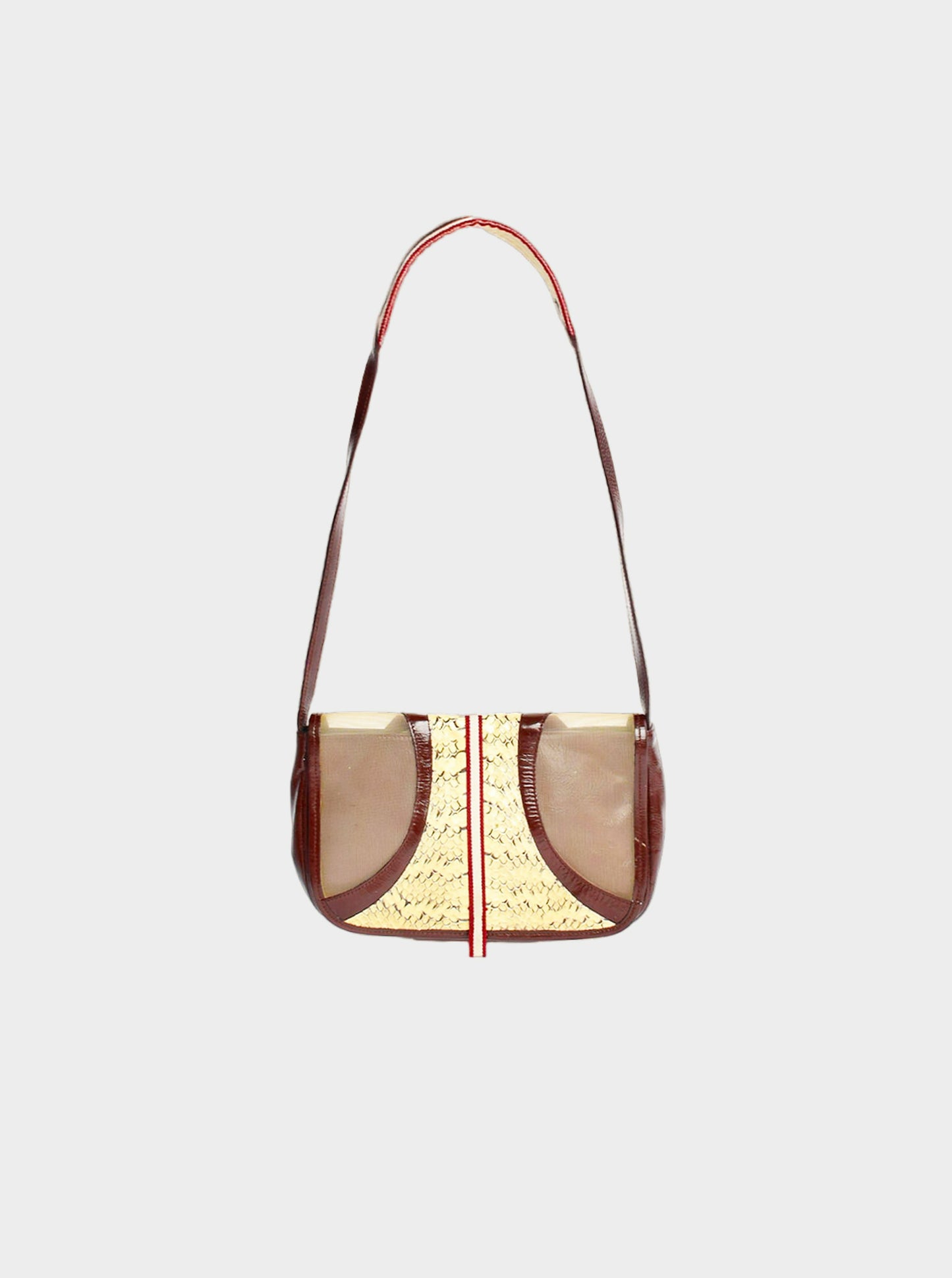 Miu Miu SS 2000 Rare Burgundy Patent Leather and Snakeskin Mesh Bag