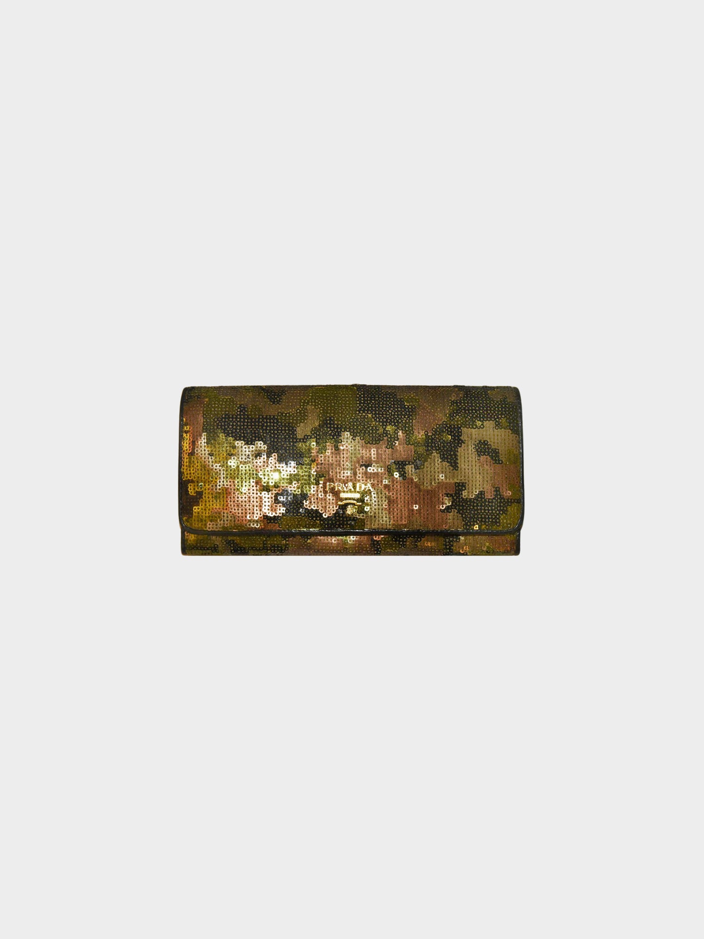 Prada 2010s Sequin Camouflage Continental Wallet
