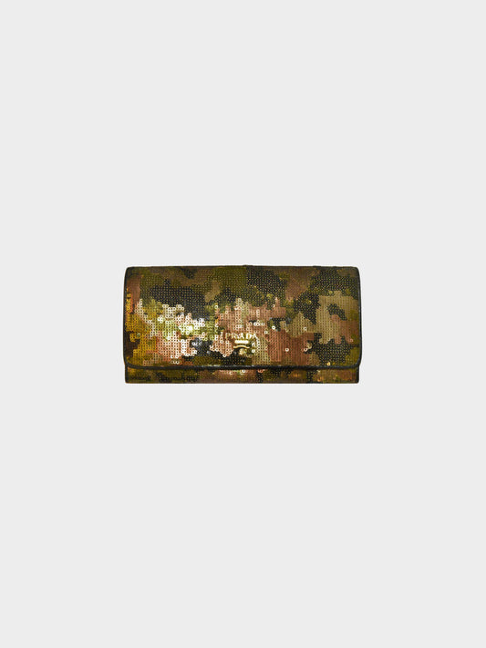 Prada 2010s Sequin Camouflage Continental Wallet