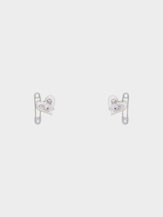 Vivienne Westwood 2010s Orietta Pearl Safety Pin Earrings