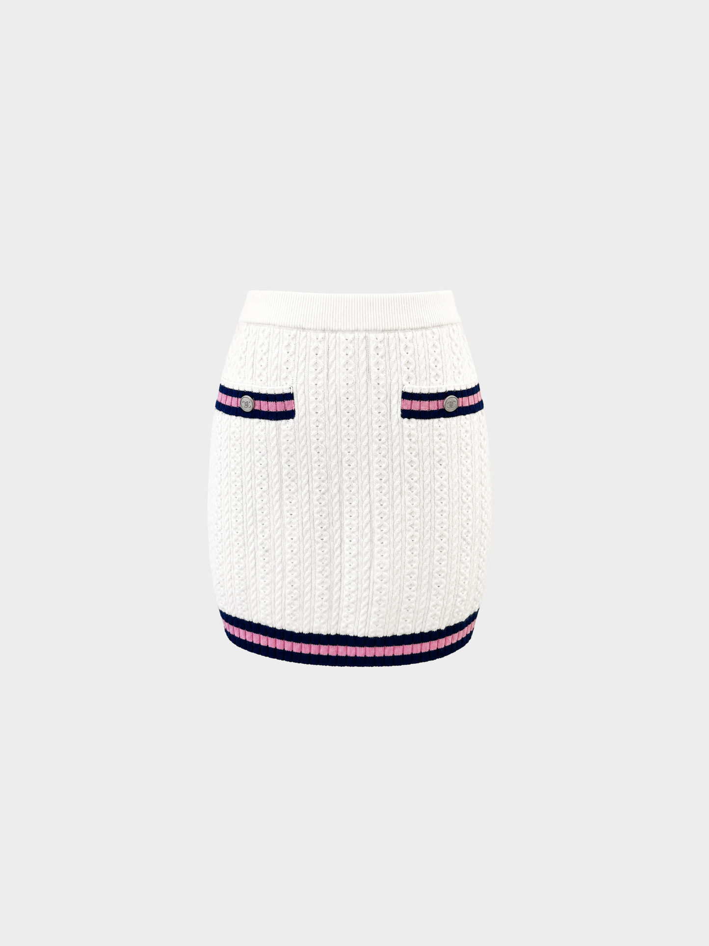 Chanel 2023 Ivory Cashmere Cotton Knit Mini Skirt