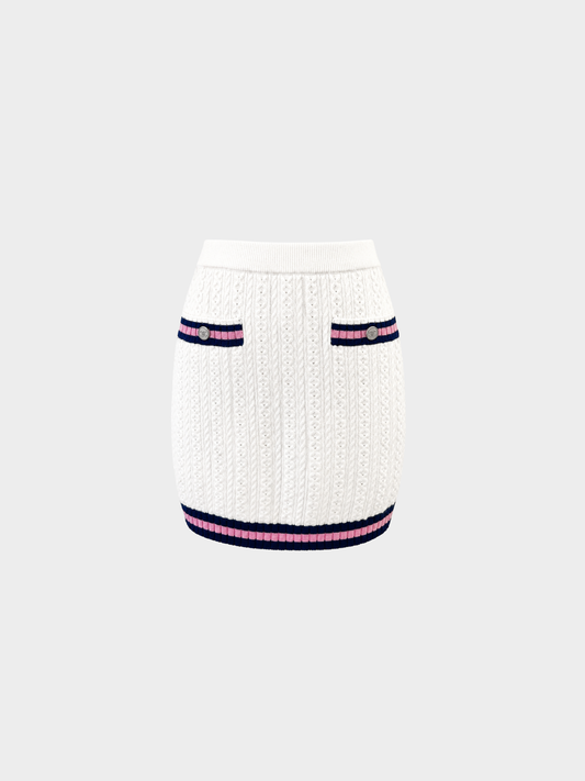 Chanel 2023 Ivory Cashmere Cotton Knit Mini Skirt