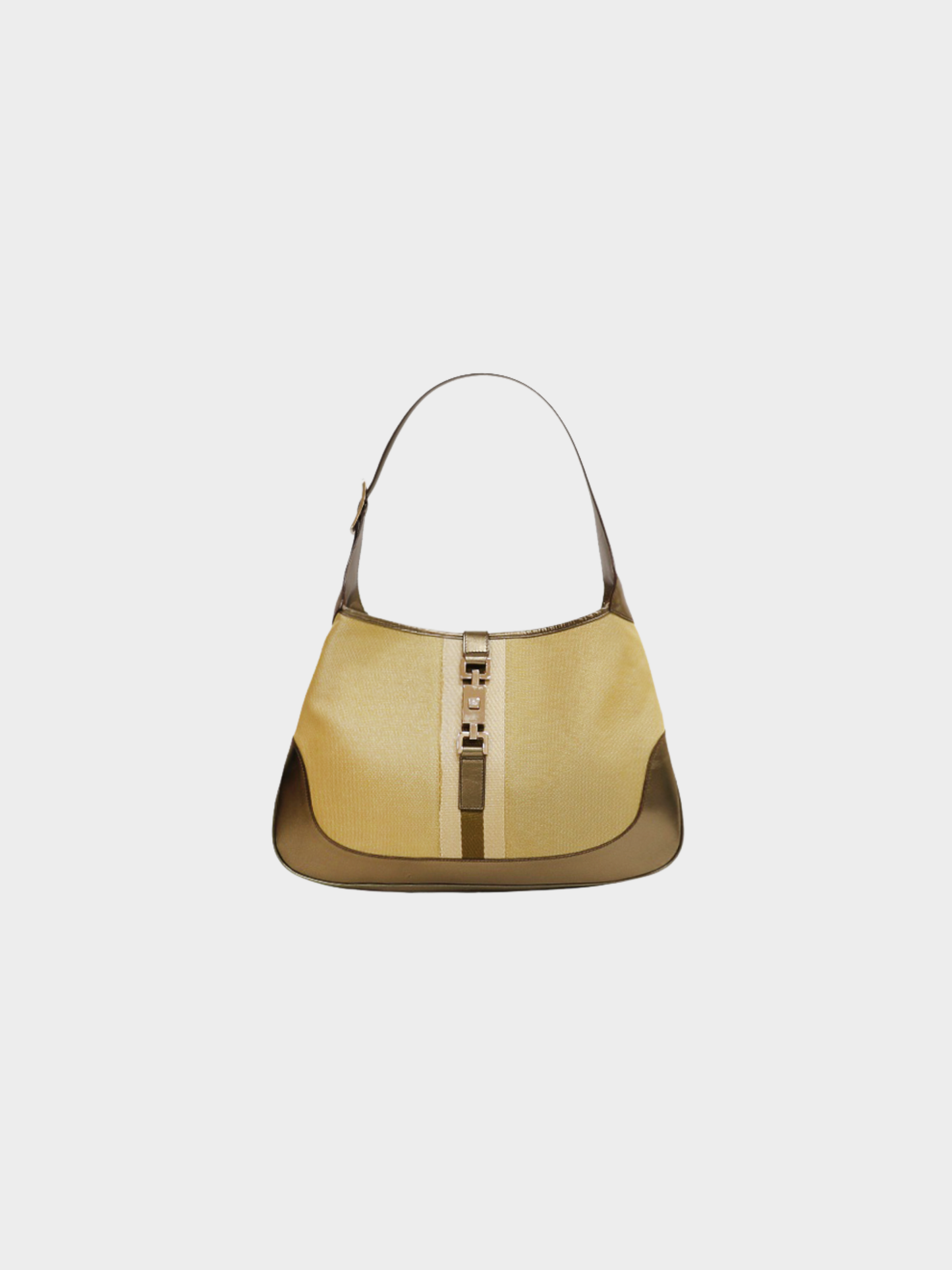 Gucci 2000s Gold Canvas Leather Jackie Shoulder Bag
