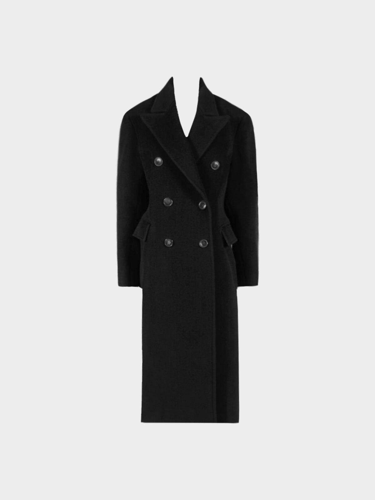 Azzedine Alaïa FW 1993 Black Curly Wool Double-breasted Long Coat