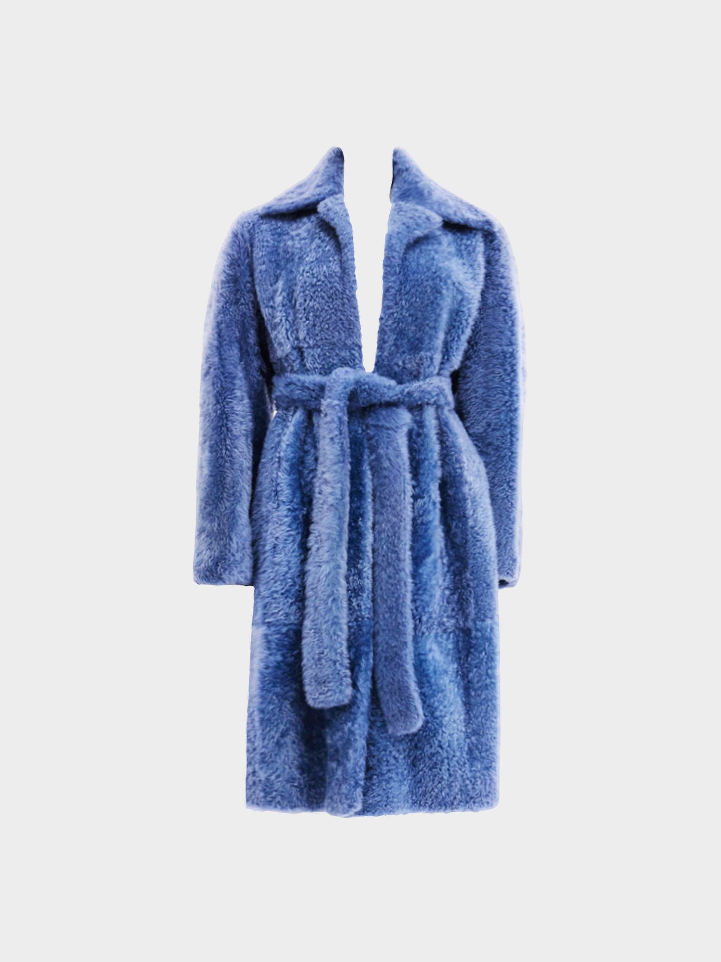Celine by Phoebe Philo Late 2010s Blue Shearling Fur Coat