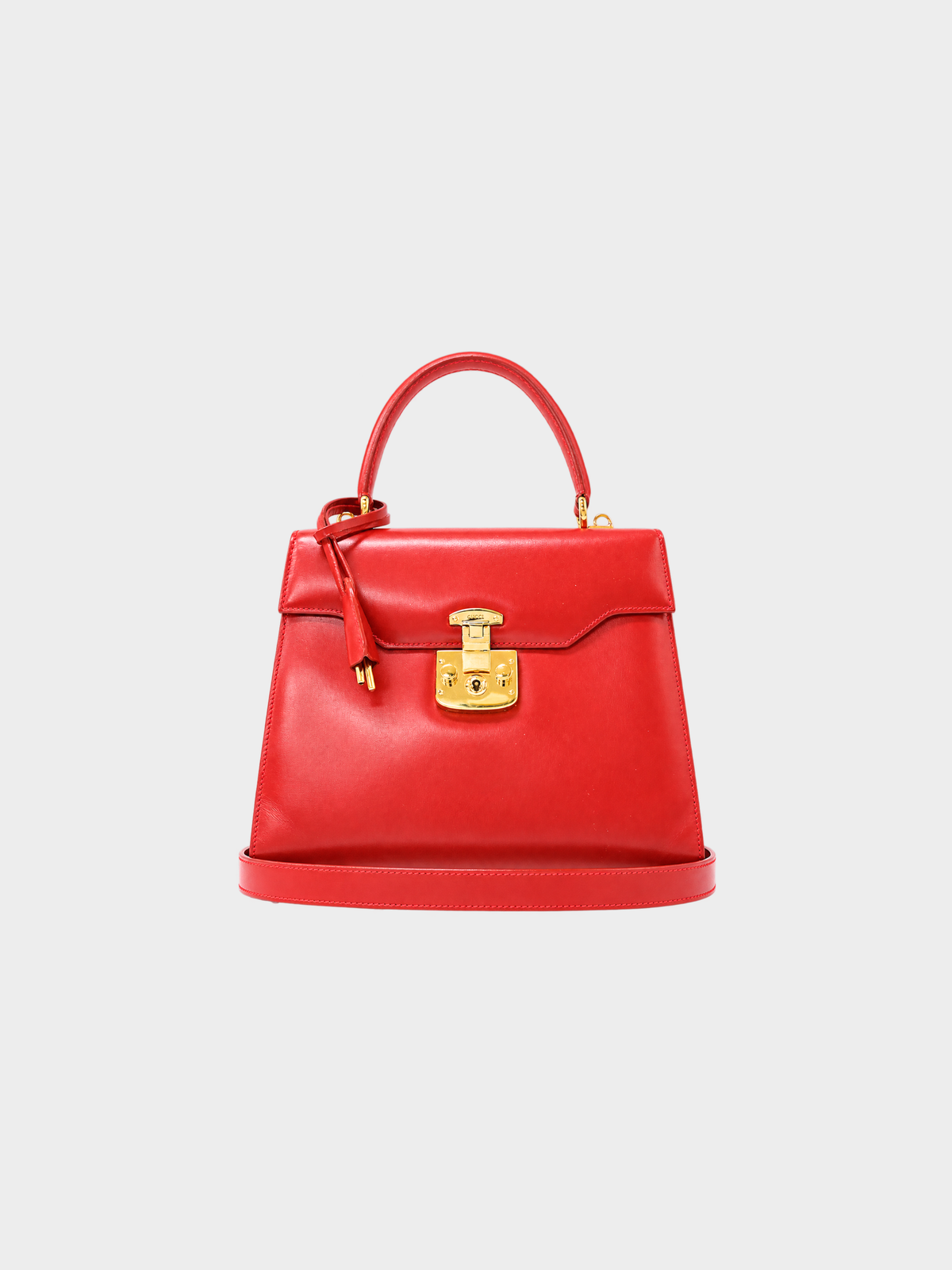 Gucci 2000s Red Leather Lady Lock 2-Way Bag